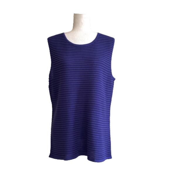 Talbots Purple Ribbed Sleeveless Stretch Casual Sweater Top Size Large NEW - Picture 10 of 10